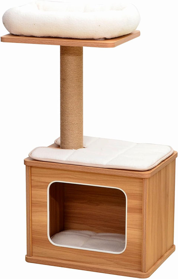 Alvi Cat Tree - Cat Scratching Post, Sturdy Furniture, Beige, White