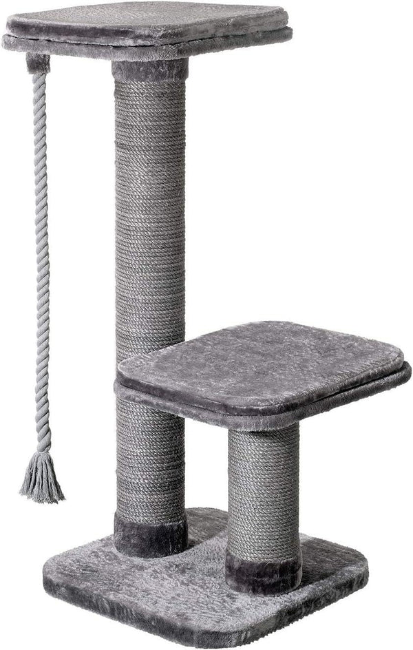 Alvi Cat Tree - Scratching Post, and Sisal Rope for Kitten Play and Comfort - Sturdy Design - Classic Grey