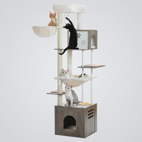 Alvi Cat Tree 75-Inches Luxurious Wooden Cat Tree