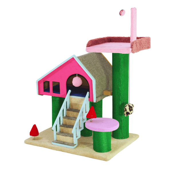 Luxury Hut-Shaped Cat Condo & Scratching Post