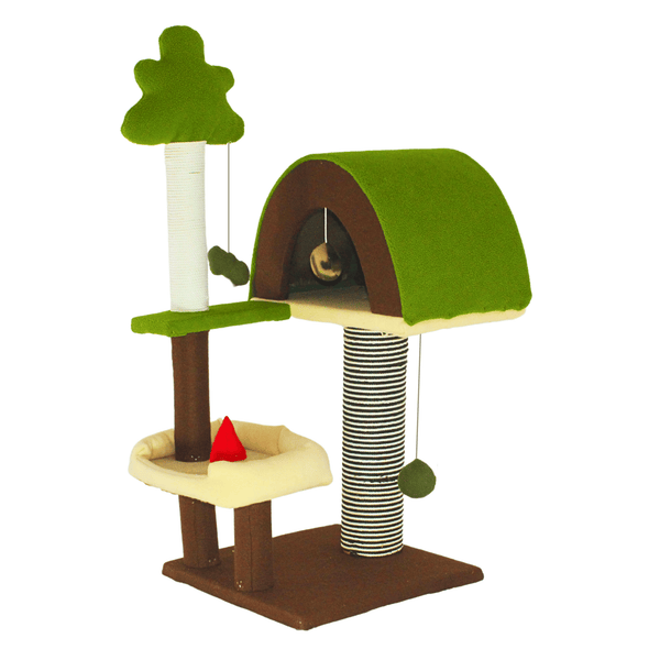 Luxury Paw-Hut Cat Tower - Forest Theme