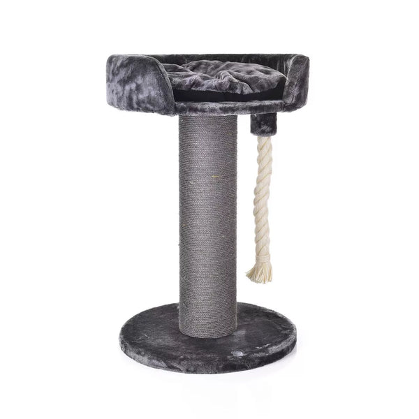 Alvi Cat Tree - Elegant, Single Thick Pole Black & Gray Scratching Post for Indoor Cats with Soft Cushion